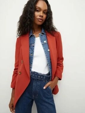 Veronica Beard Hirsh Dickey Jacket Blazer Red Size 00 Double Breasted
